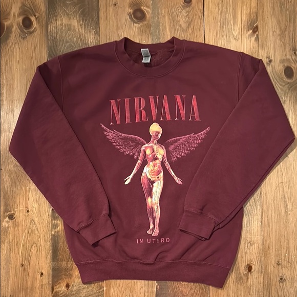 NIRVANA Sweaters - NIRVANA Maroon Graphic Sweatshirt